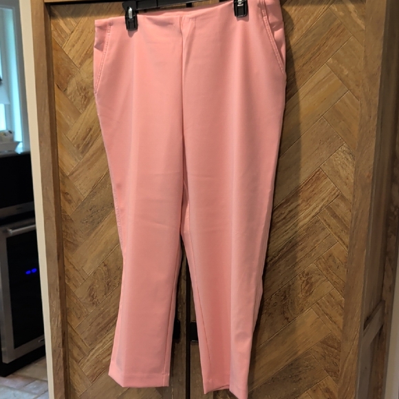 Pink Cropped Pull on Pants - Picture 1 of 3